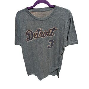 Majestic Threads Detroit Tigers Ian Kinsler 3 Graphic Tee Heather Gray Womens XL